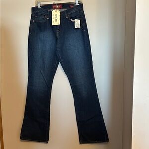 Lucky Brand Dark Indigo Bootcut Jeans fit below waist curvy hips/thighs size 8R